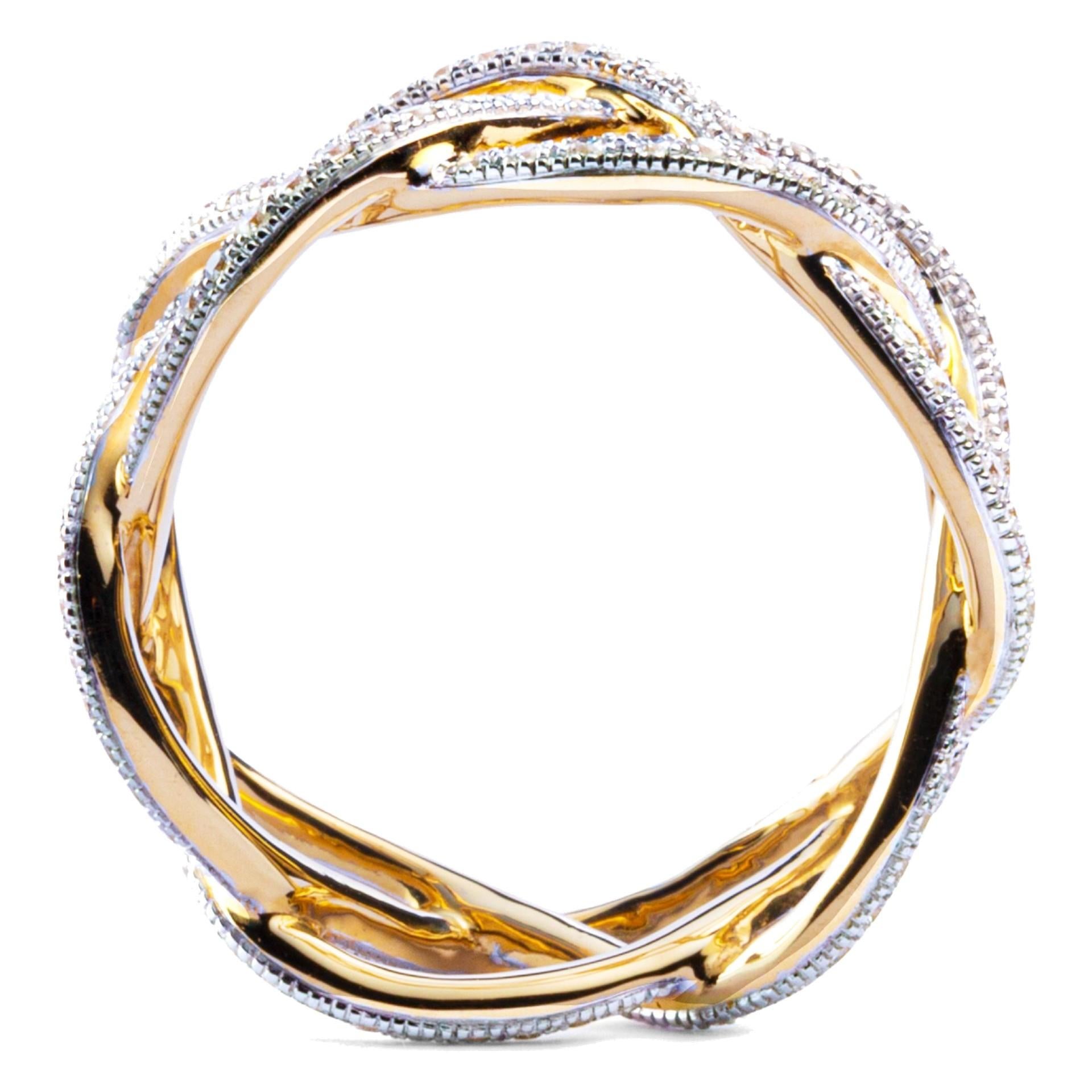 Alex Jona White Diamond Treillage 18 Karat Yellow Gold Eternity Band Ring In New Condition For Sale In Torino, IT