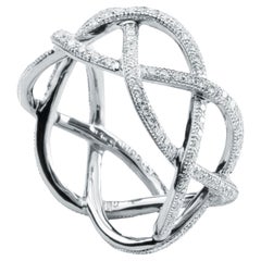 Alex Jona White Diamond Treillage 18 Karat Yellow Gold Eternity Band Ring