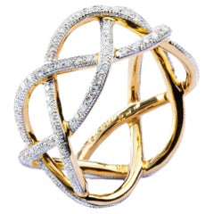 Alex Jona White Diamond Treillage 18 Karat Yellow Gold Eternity Band Ring