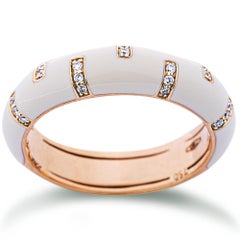 Alex Jona White Diamond White Enamel 18 Karat Rose Gold Band Ring
