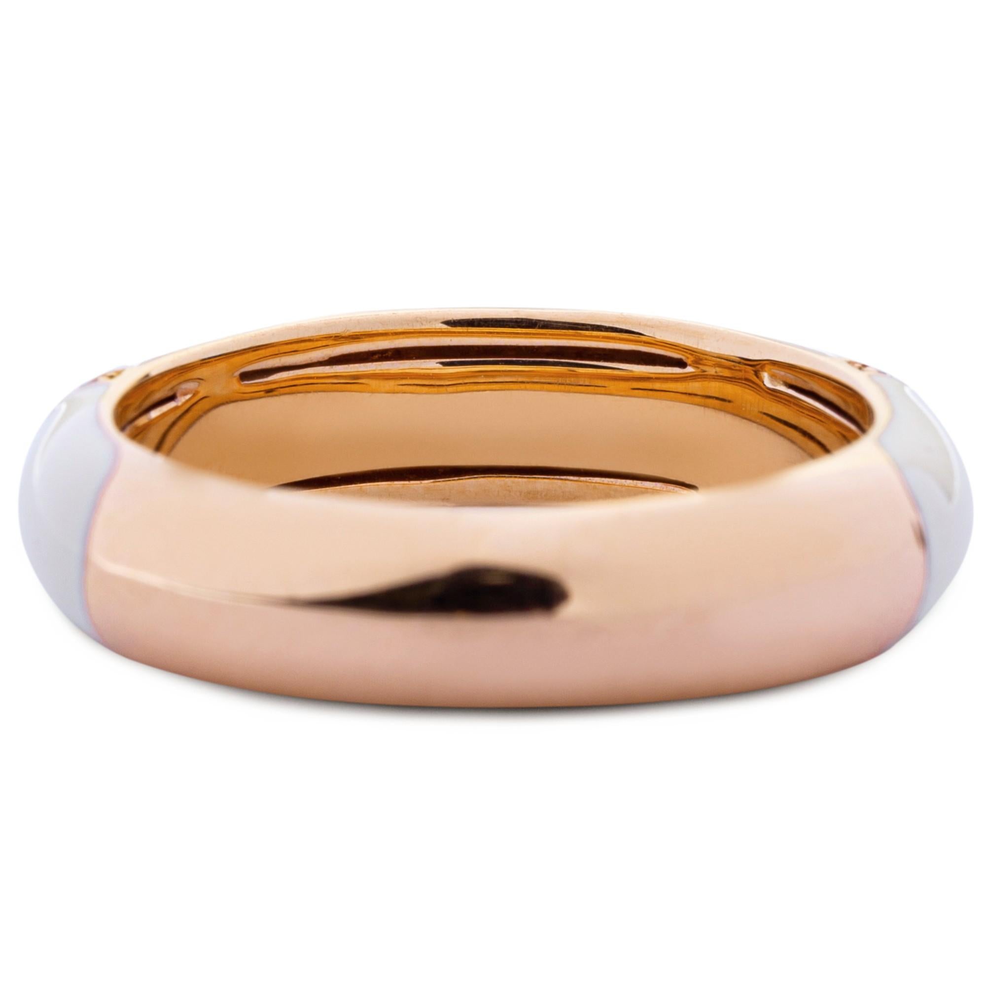 Women's Alex Jona White Diamond White Enamel 18 Karat Rose Gold Band Ring For Sale