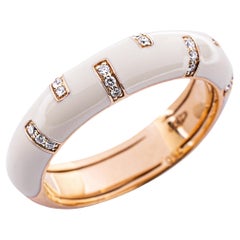 Alex Jona Anillo de oro rosa de 18 quilates con esmalte y diamantes blancos