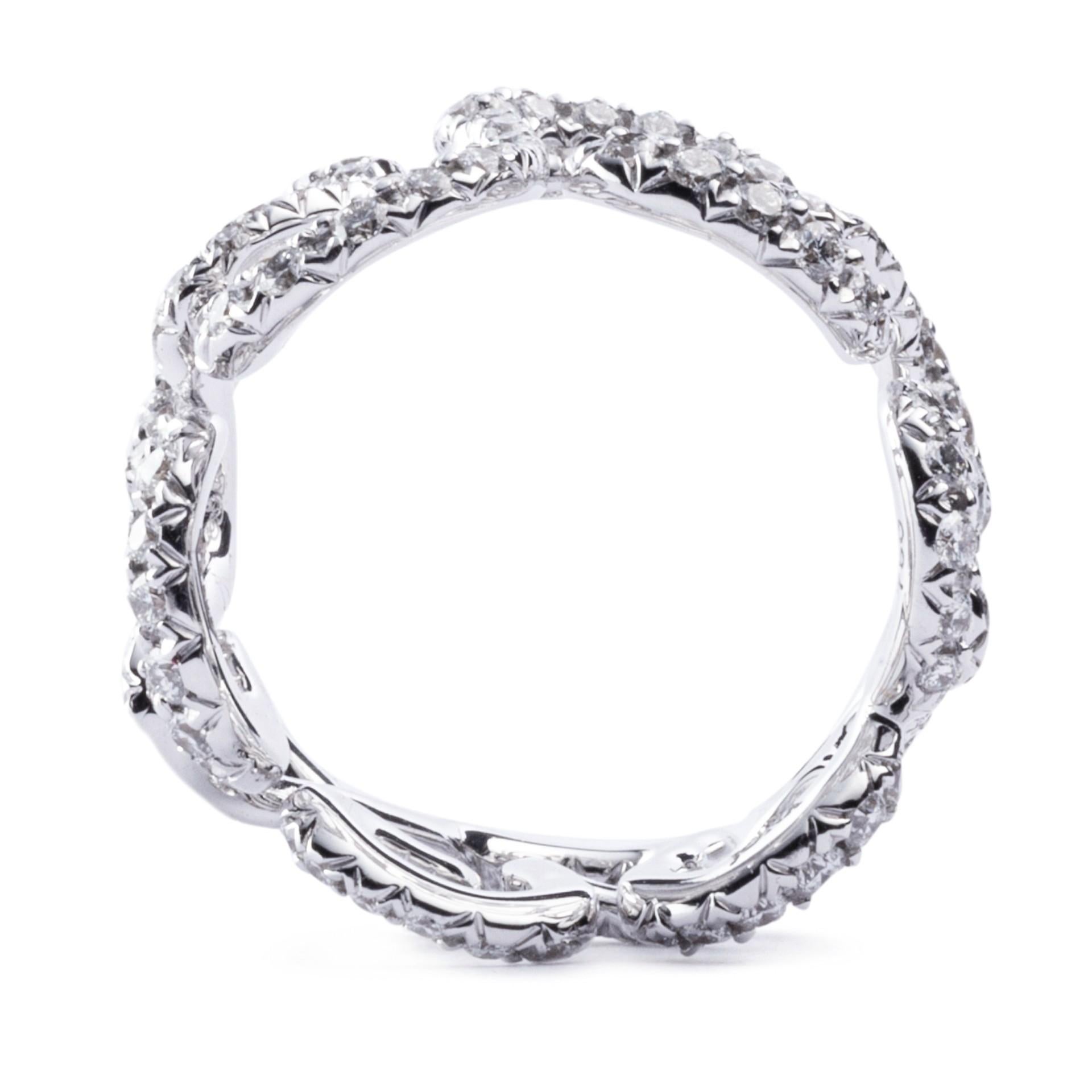 Donna Alex Jona Anello a fascia con diamante bianco in oro bianco 18 carati in vendita