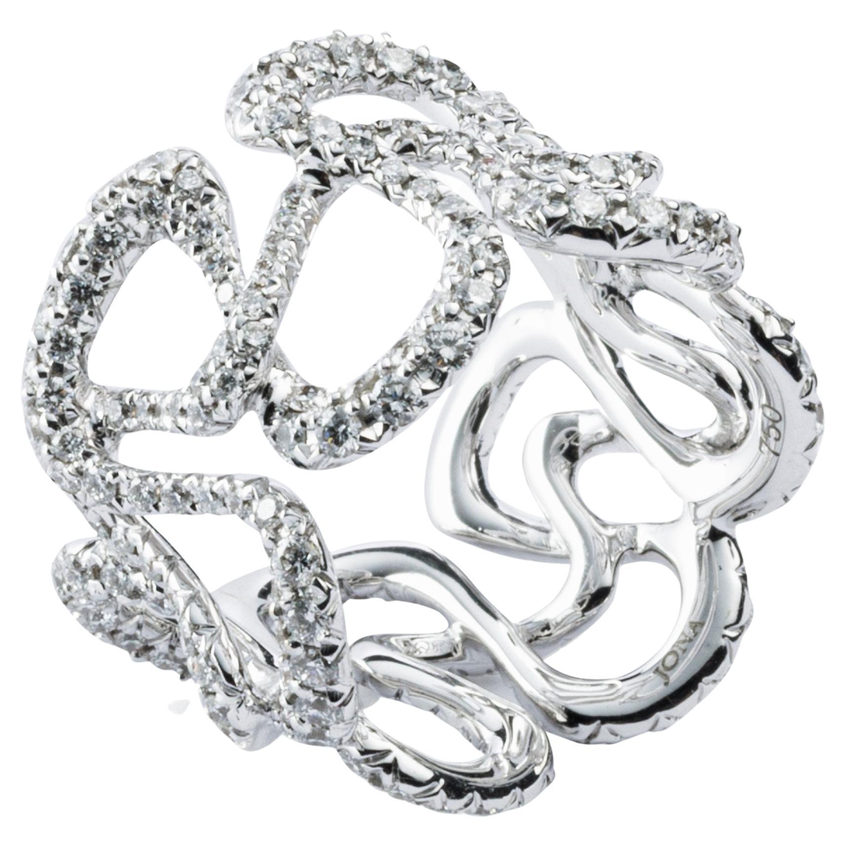 Alex Jona White Diamond 18 karat White Gold Swirl Band Ring For Sale