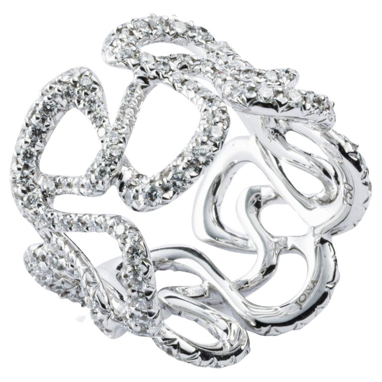 Alex Jona White Diamond 18 karat White Gold Swirl Band Ring For Sale at ...