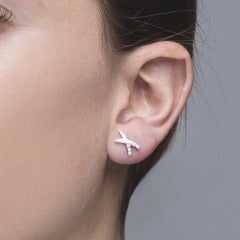 Alex Jona White Diamond White Gold Criss Cross Stud Earrings