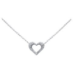 Alex Jona White Diamond White Gold Heart Pendant Necklace