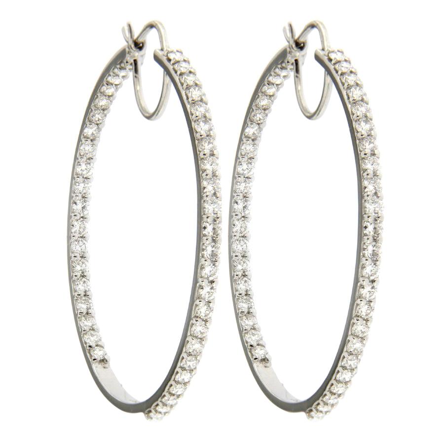 Alex Jona White Diamond White Gold Hoop Earrings For Sale