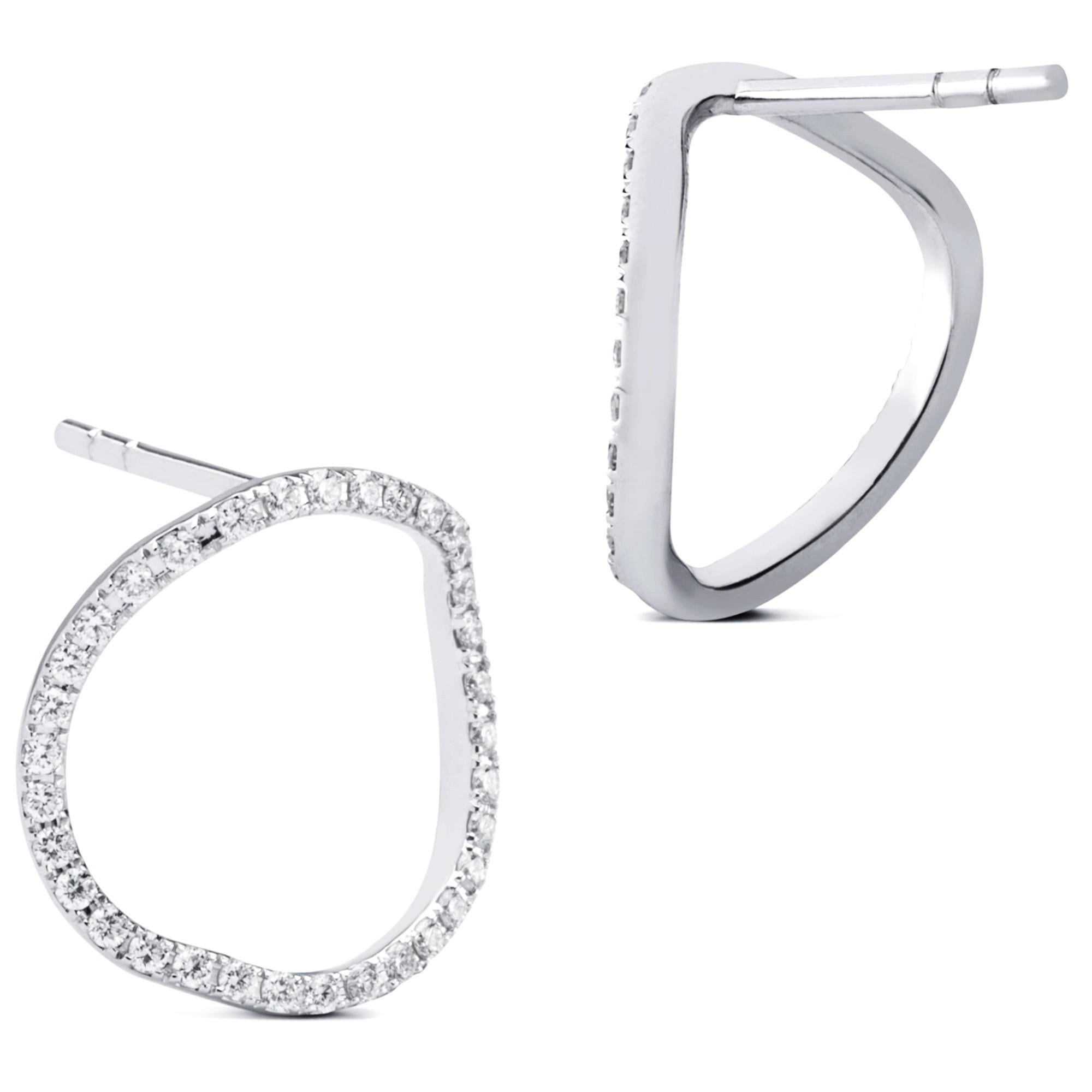 Contemporary Alex Jona White Diamond White Gold Open Circle Stud Earrings For Sale