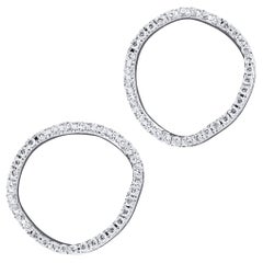 Alex Jona White Diamond White Gold Open Circle Stud Earrings
