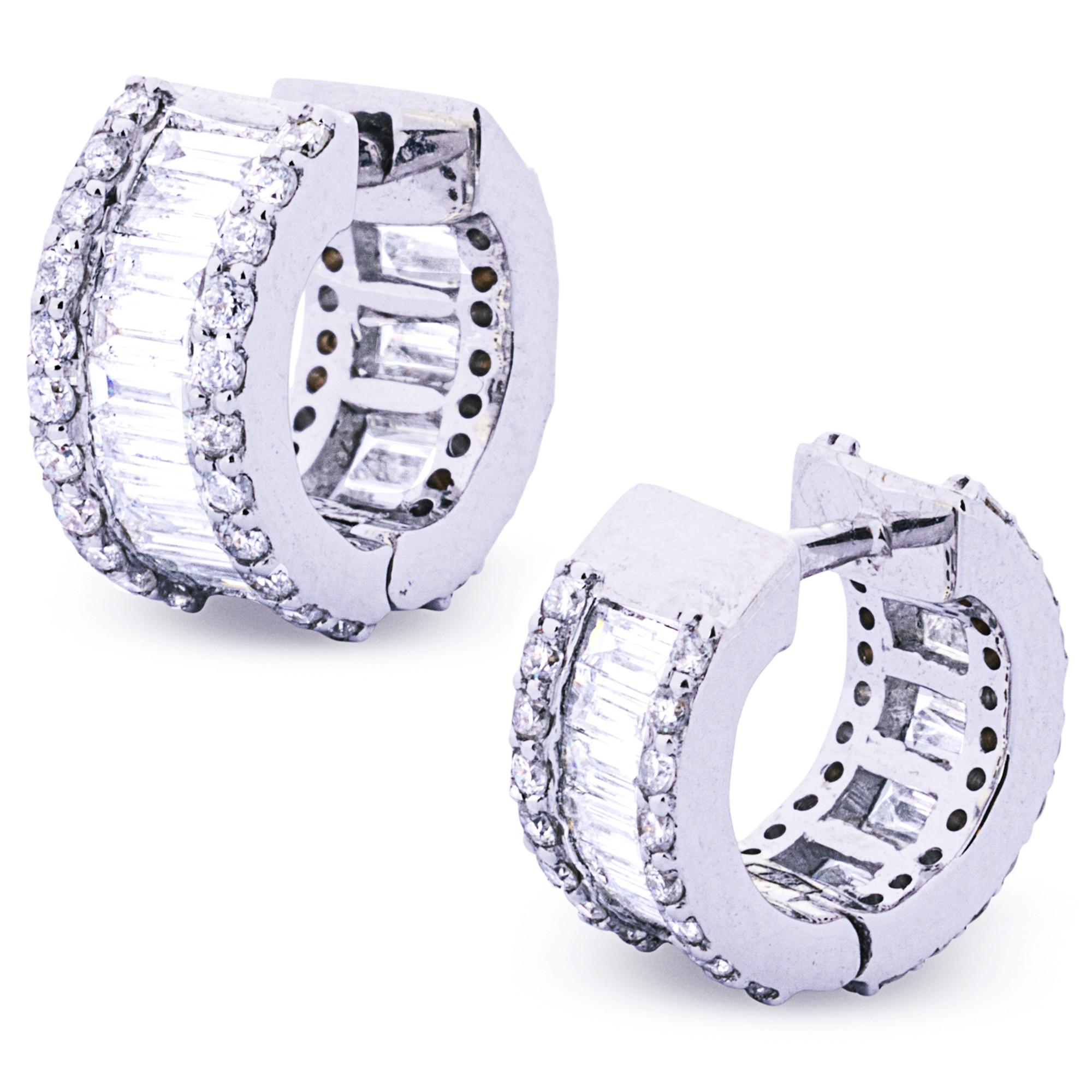 Contemporary Alex Jona White Diamond White Gold Small Hoop Earrings For Sale