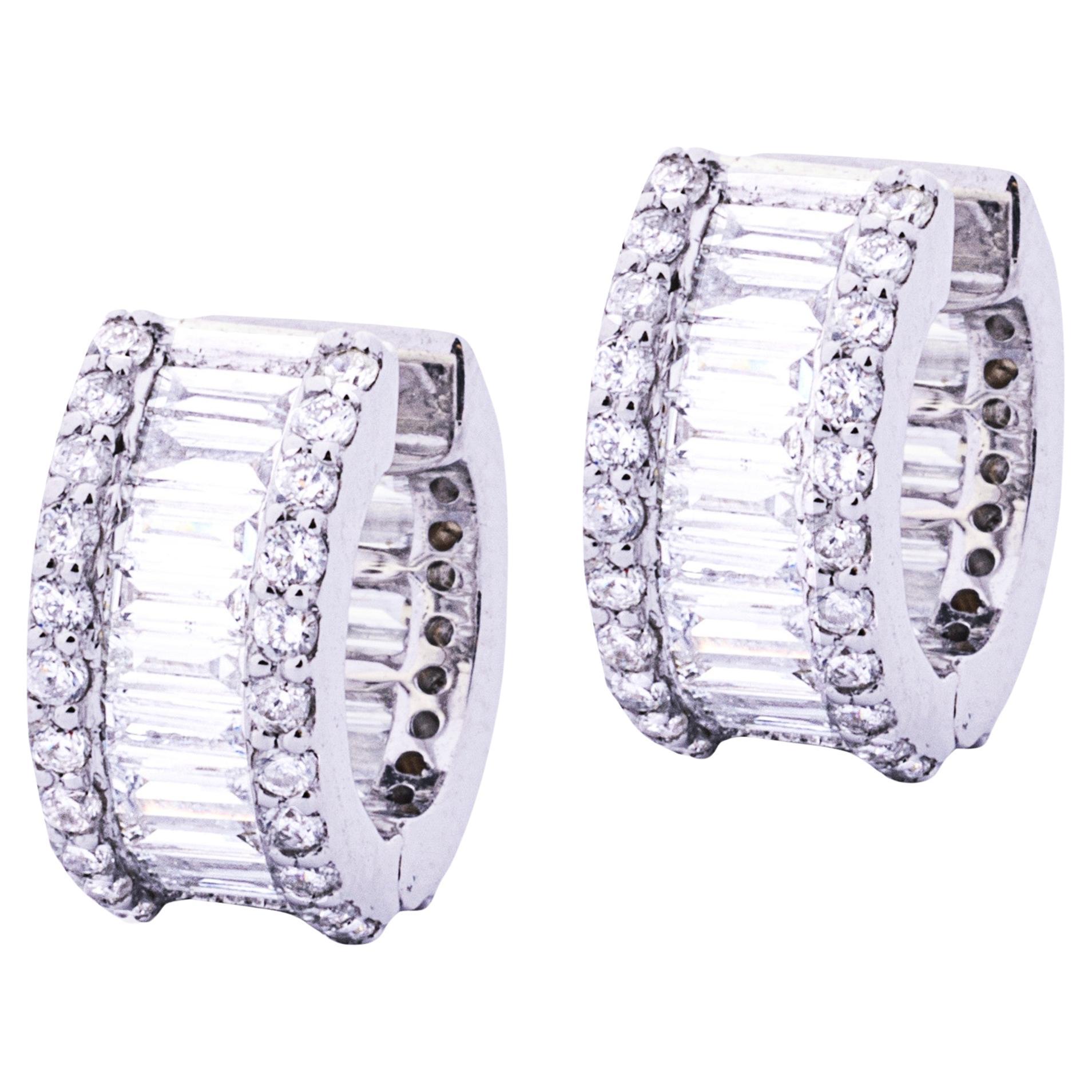 Alex Jona White Diamond White Gold Small Hoop Earrings