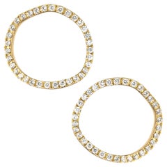 Alex Jona White Diamond Yellow Gold Open Circle Stud Earrings