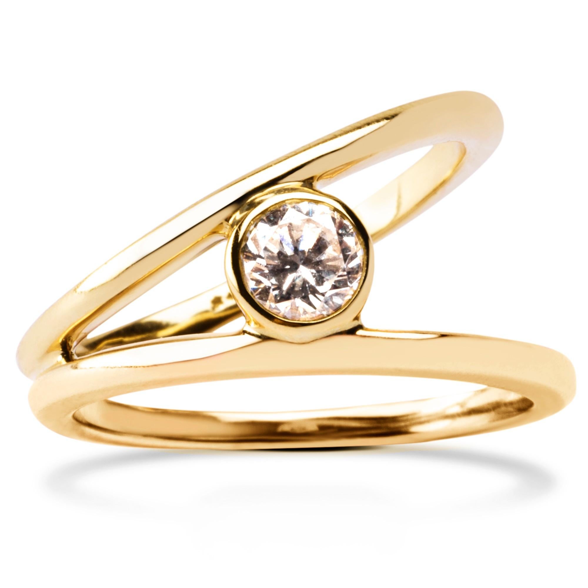 Alex Jona White Diamond Yellow Gold Solitaire Ring