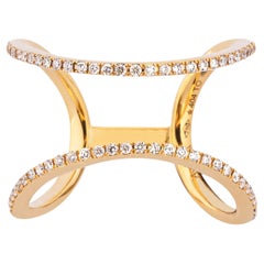 Alex Jona White Diamond Yellow Gold Wave Open Band Ring