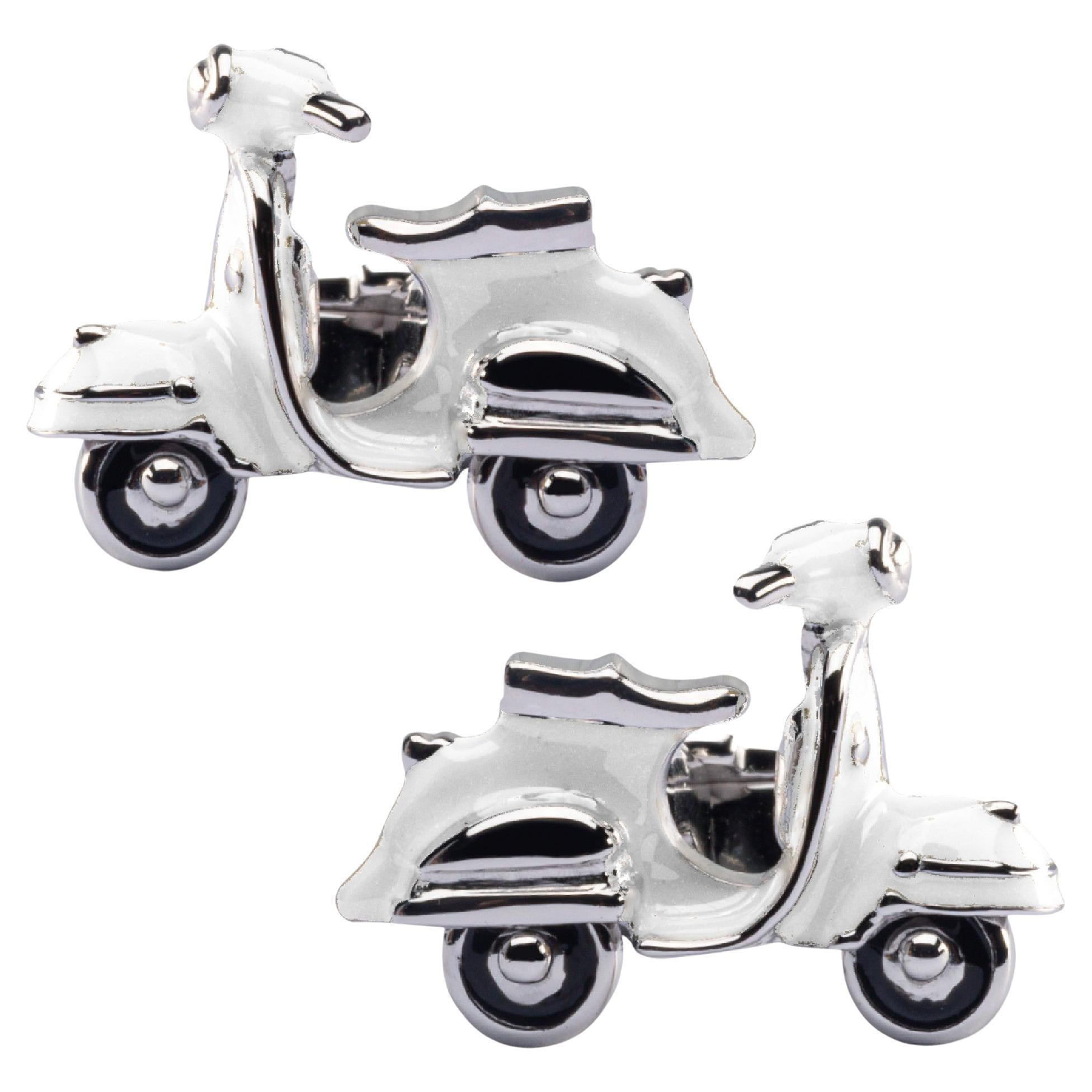 Alex Jona Gemelos Scooter Esmalte Blanco Plata