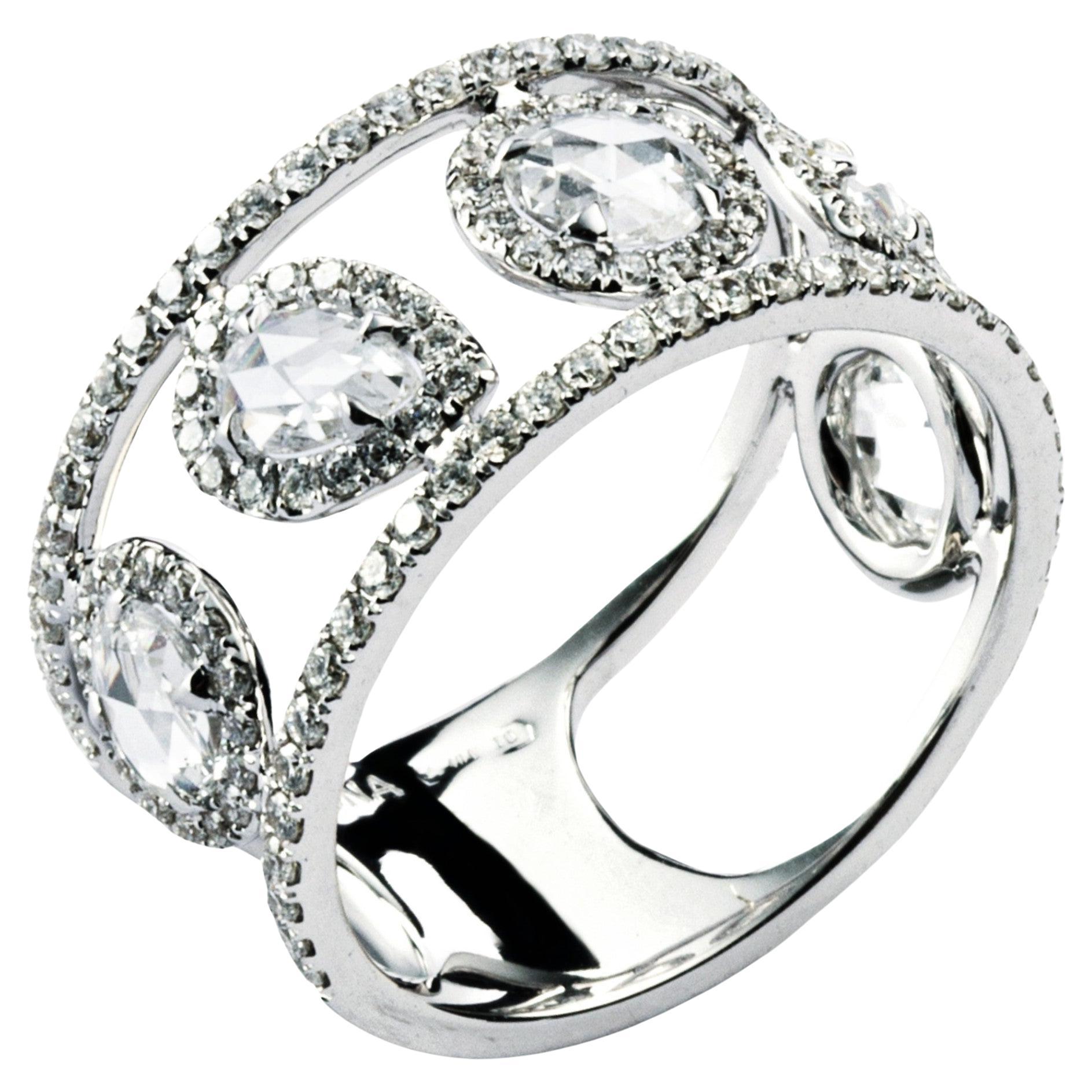 Alex Jona, bague jonc ouvert en or blanc et diamants blancs