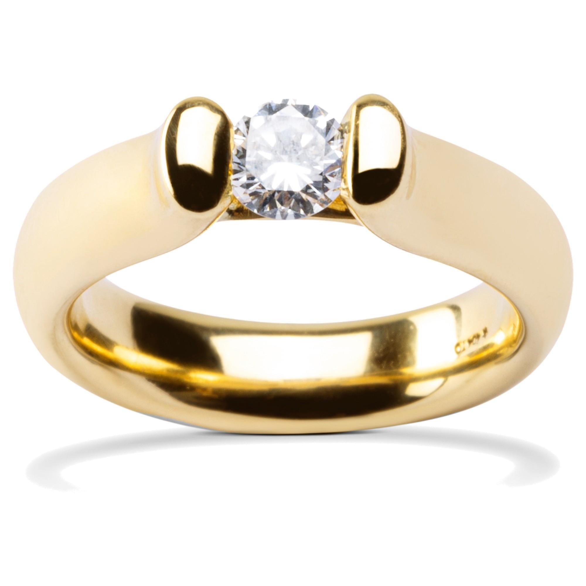 Solitär-Ring aus Gelbgold mit weißen und weißen Diamanten von Alex Jona