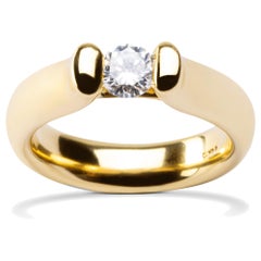 Alex Jona White White Diamond Yellow Gold Solitaire Band Ring