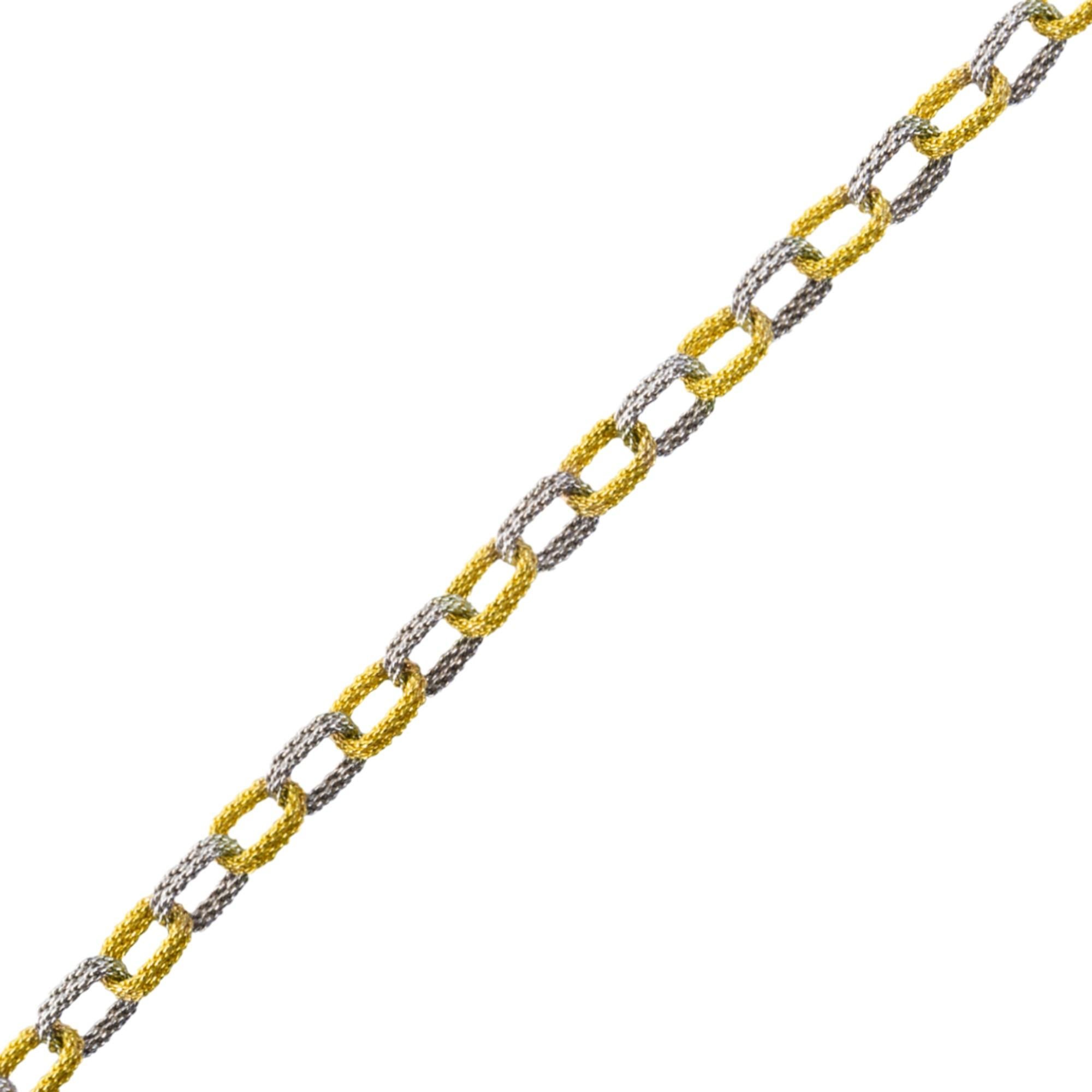 Women's Alex Jona White & Yellow 18 Karat Gold Woven Chain Link Bracelet For Sale
