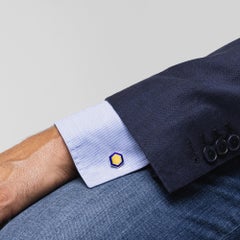 Alex Jona Yellow and Blue Enamel Sterling Silver Cufflinks