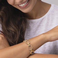 Alex Jona Yellow and Orange Sapphire White Diamond 18 Karat White Gold Bracelet