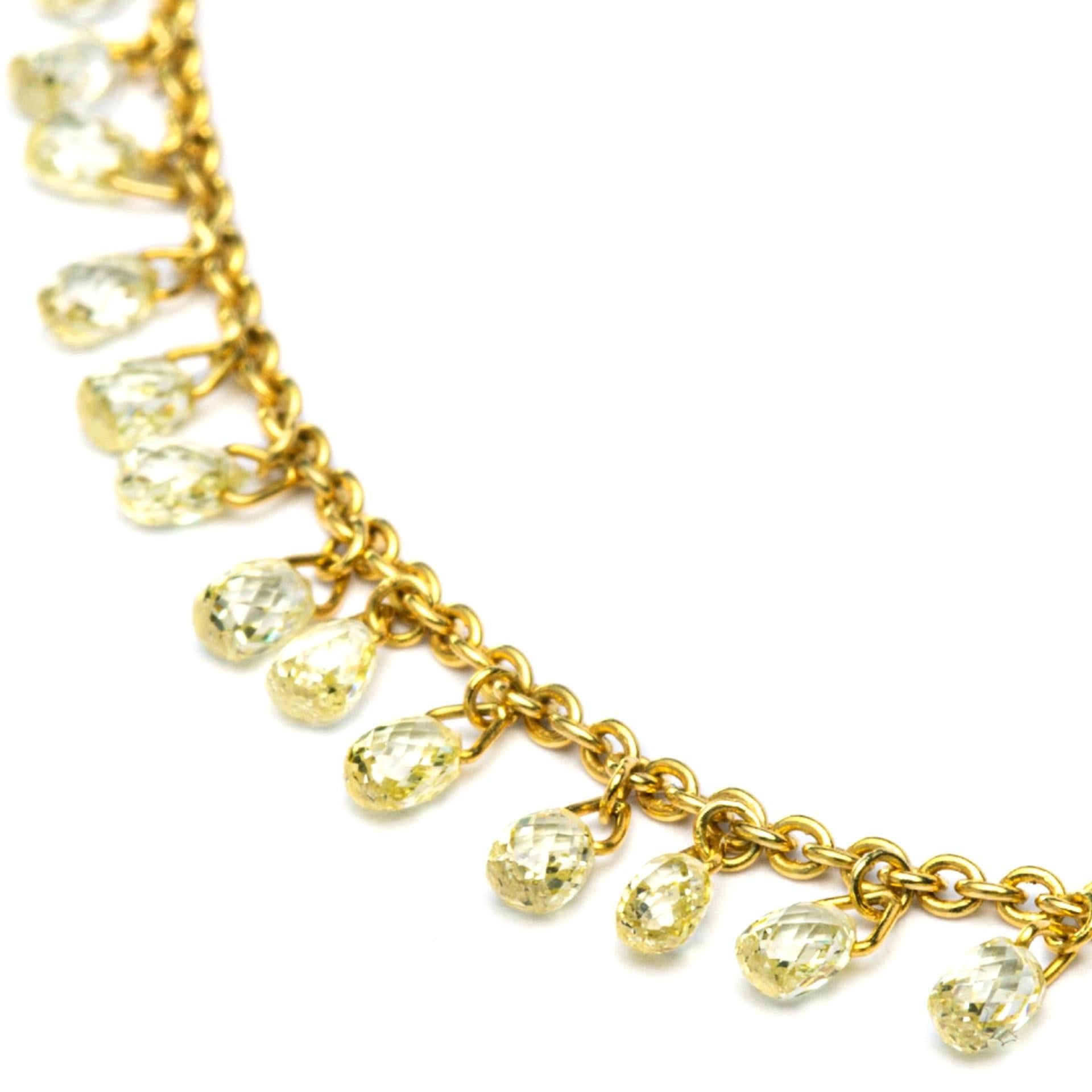 Alex Jona Halskette aus 18 Karat Gelbgold mit gelben Diamanten (Tropfenschliff) im Angebot