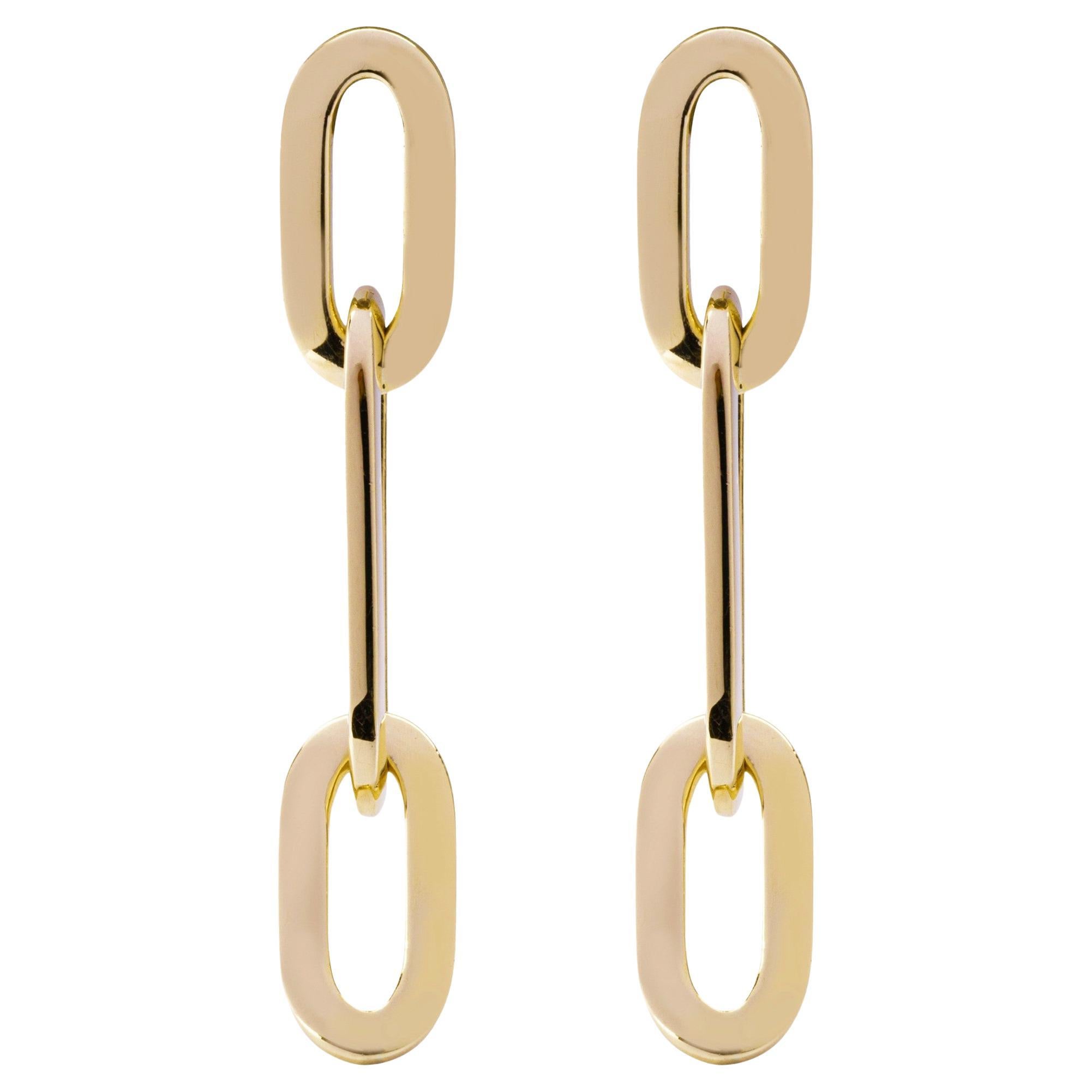 Alex Jona Yellow Gold Chain Link Dangle Earrings For Sale
