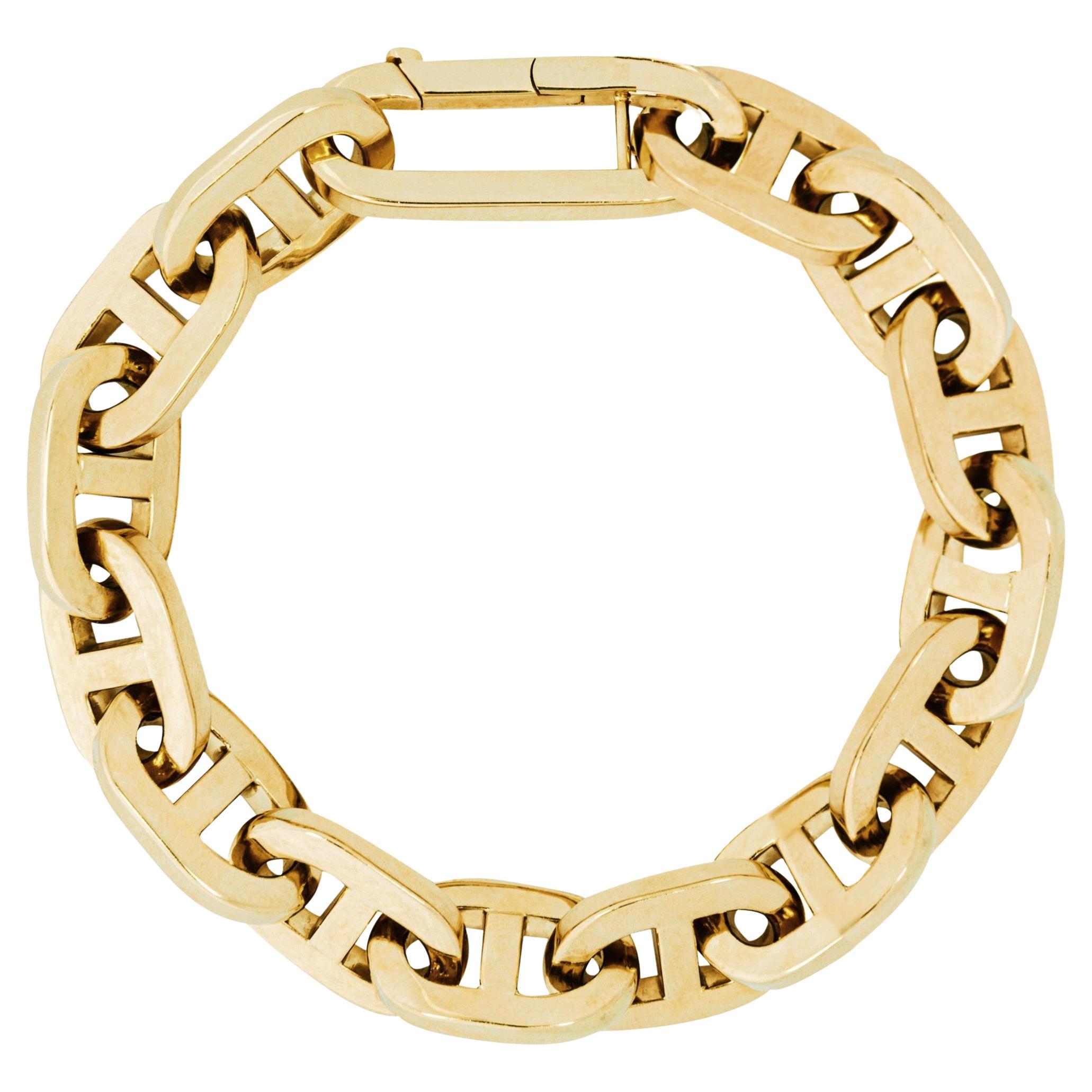 Alex Jona Yellow Gold Chaine d'Ancre Marine Link Chain Bracelet For Sale