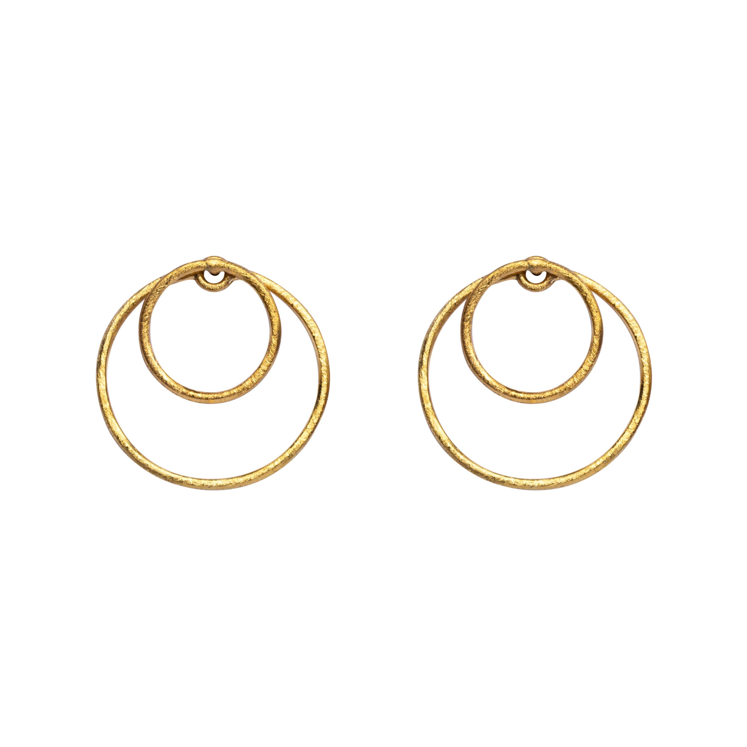 Jona 18 Karat Yellow Gold Irregular Hoop Pendant Earrings at 1stDibs