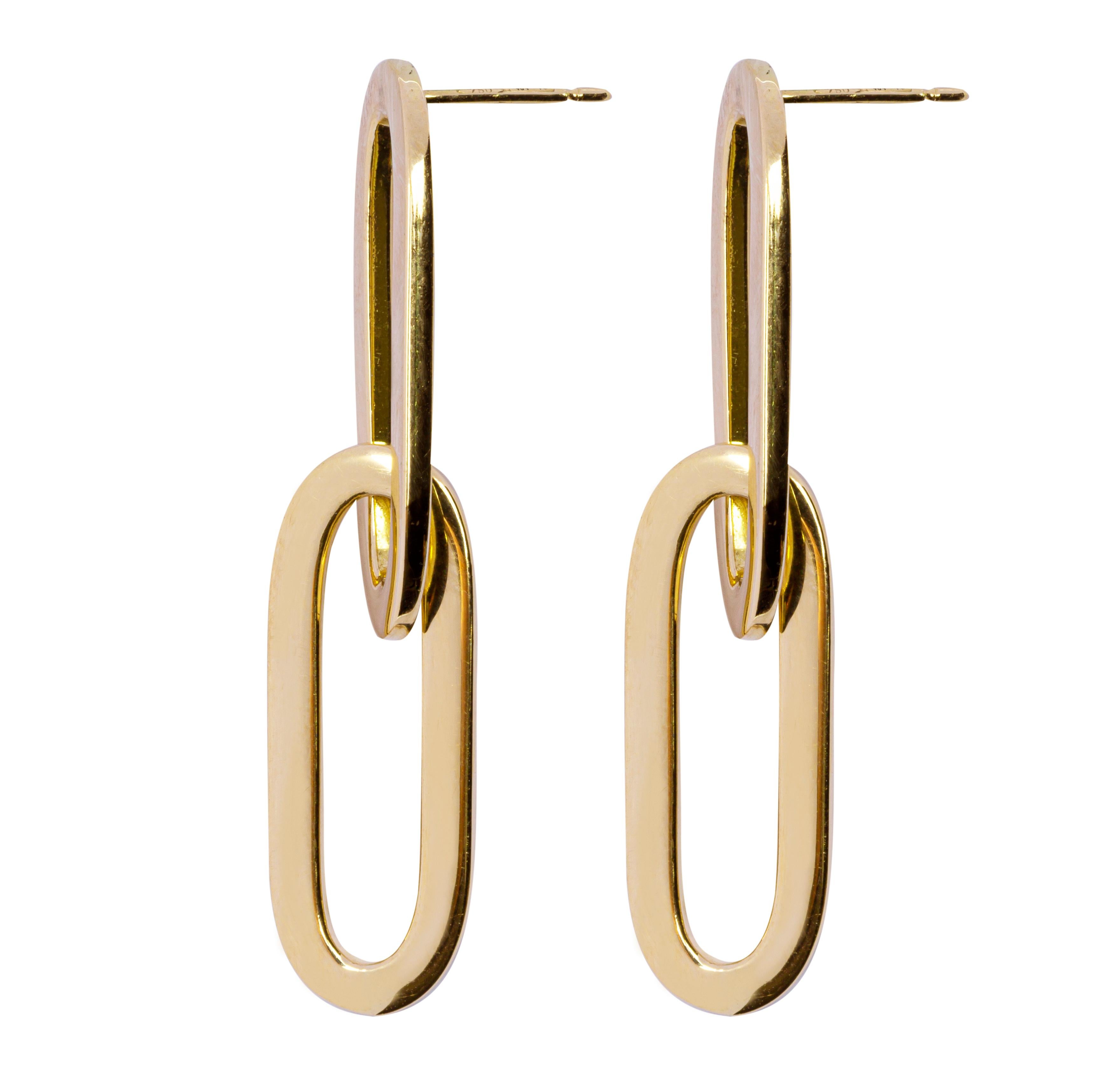 Contemporary Alex Jona Yellow Gold Two Chain Link  Dangle Earrings For Sale