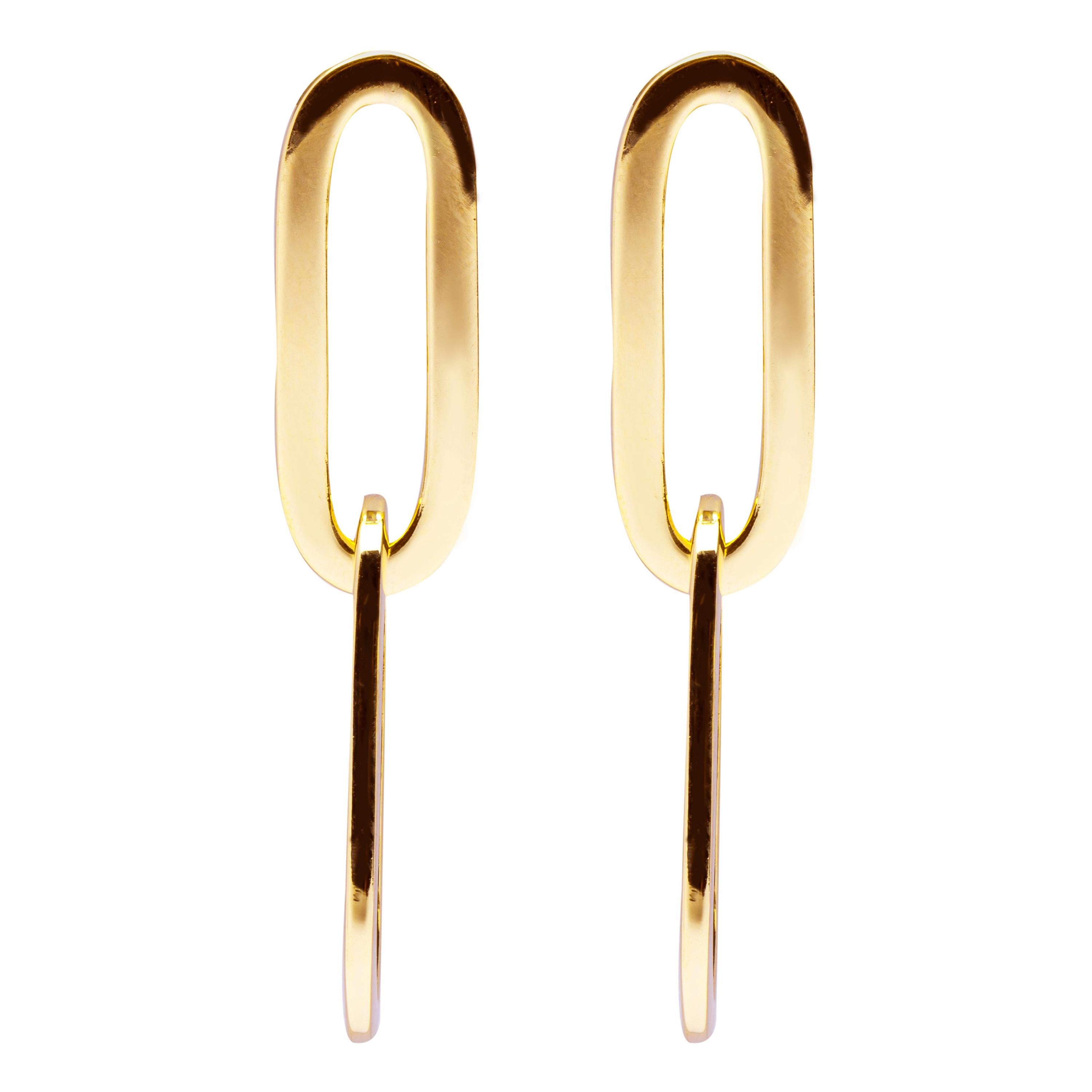 Alex Jona Yellow Gold Two Chain Link  Dangle Earrings For Sale