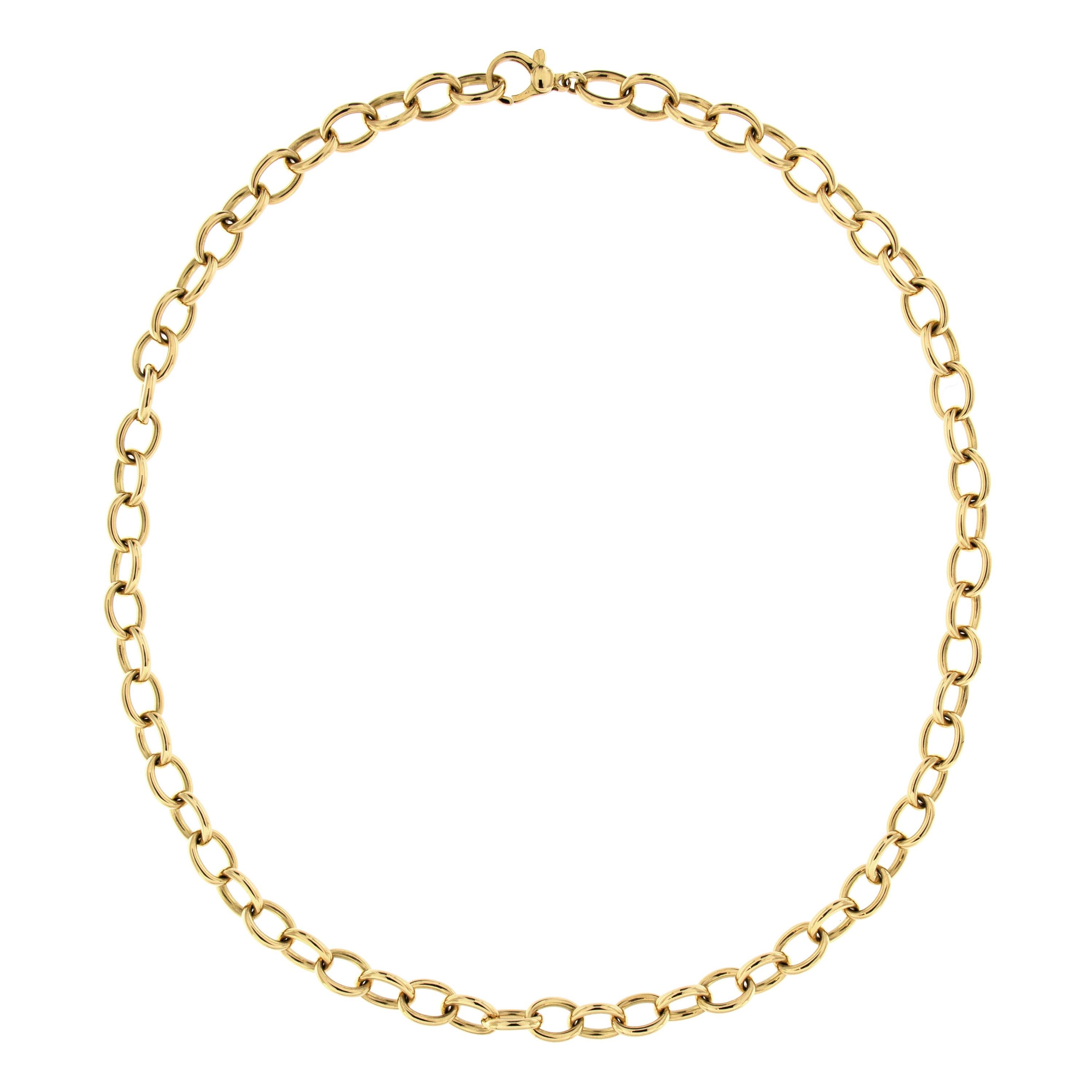 Swiss Yellow Gold Link Necklace at 1stDibs