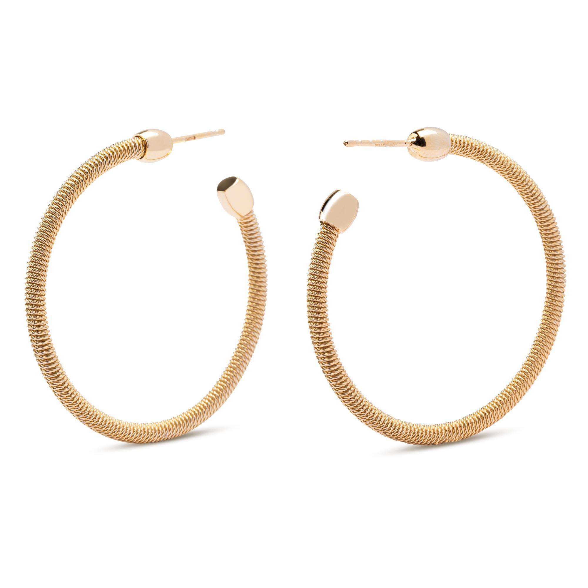 Alex Jona Yellow Gold-Plated Sterling Silver Twisted Wire Hoop Earrings In New Condition For Sale In Torino, IT