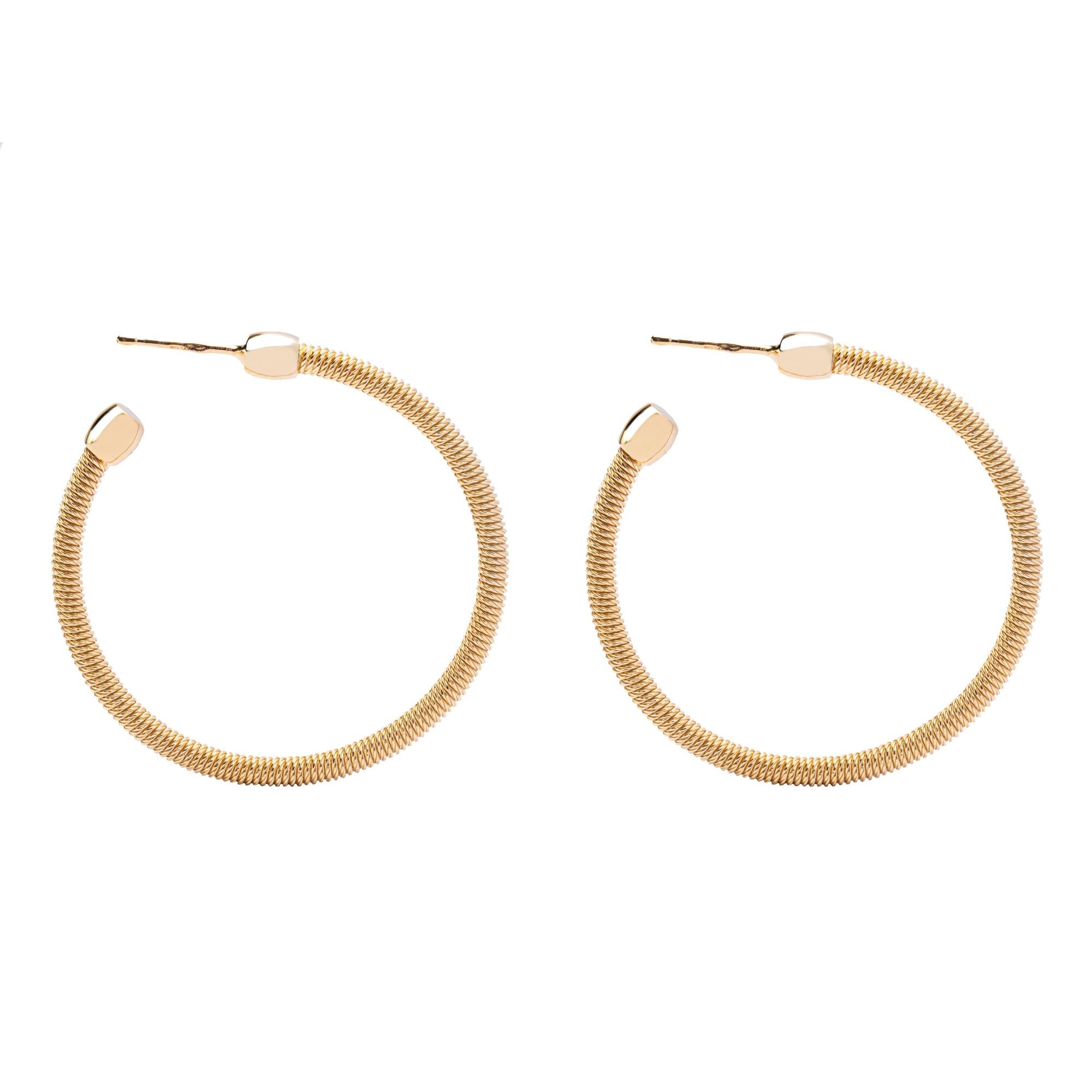 Alex Jona Yellow Gold-Plated Sterling Silver Twisted Wire Hoop Earrings For Sale 1