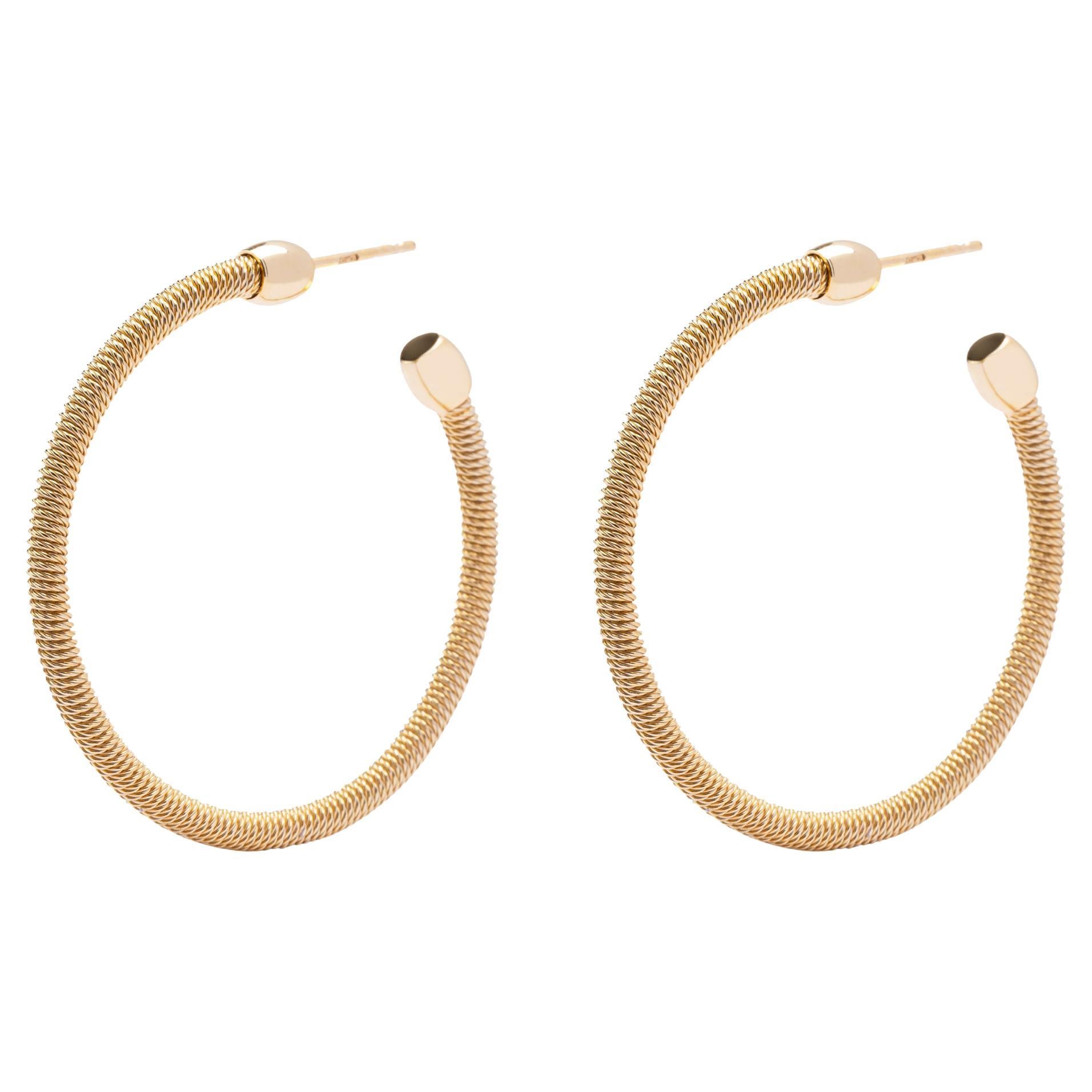 Alex Jona Yellow Gold-Plated Sterling Silver Twisted Wire Hoop Earrings For Sale