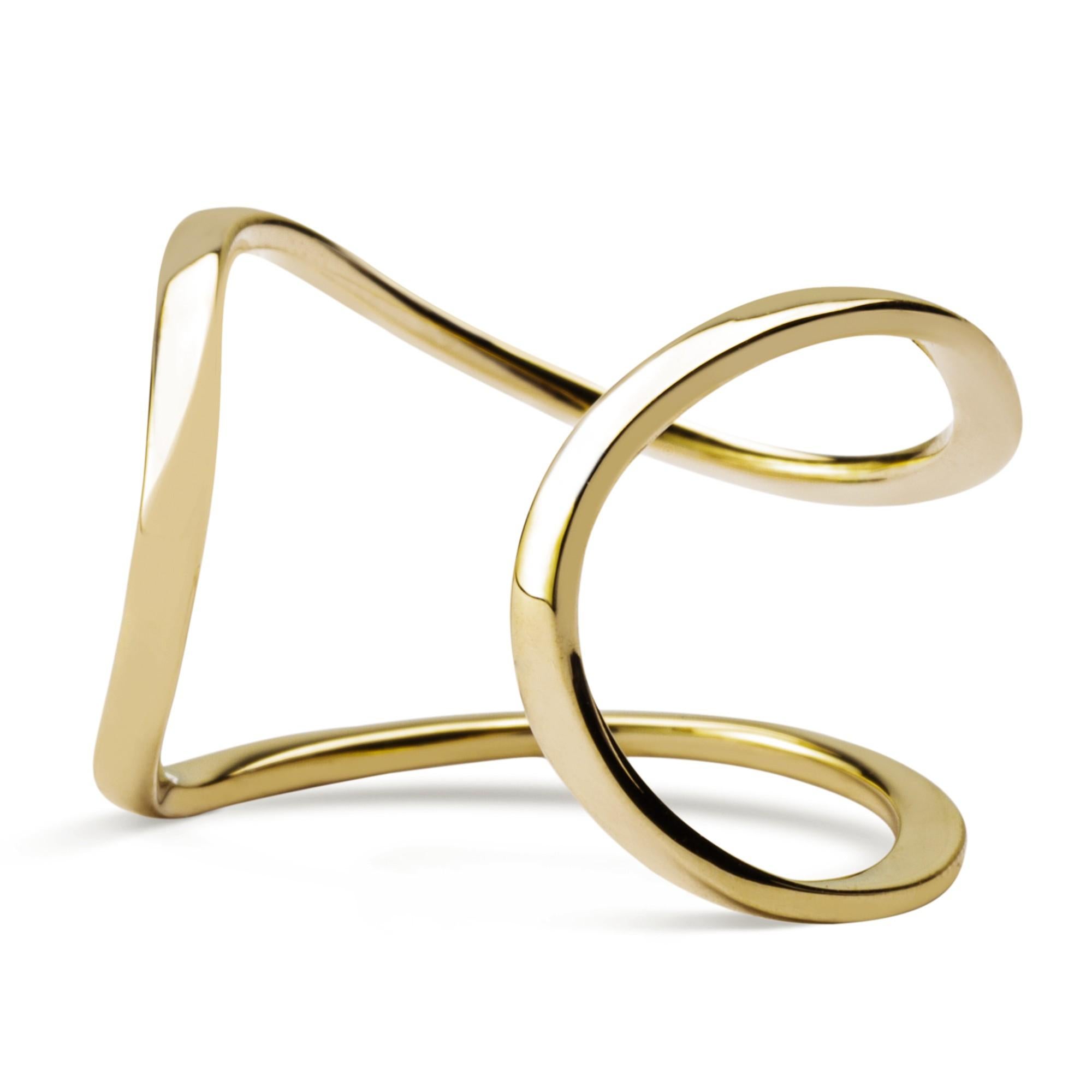 Contemporary Alex Jona Yellow Gold Wave Open Band Ring For Sale