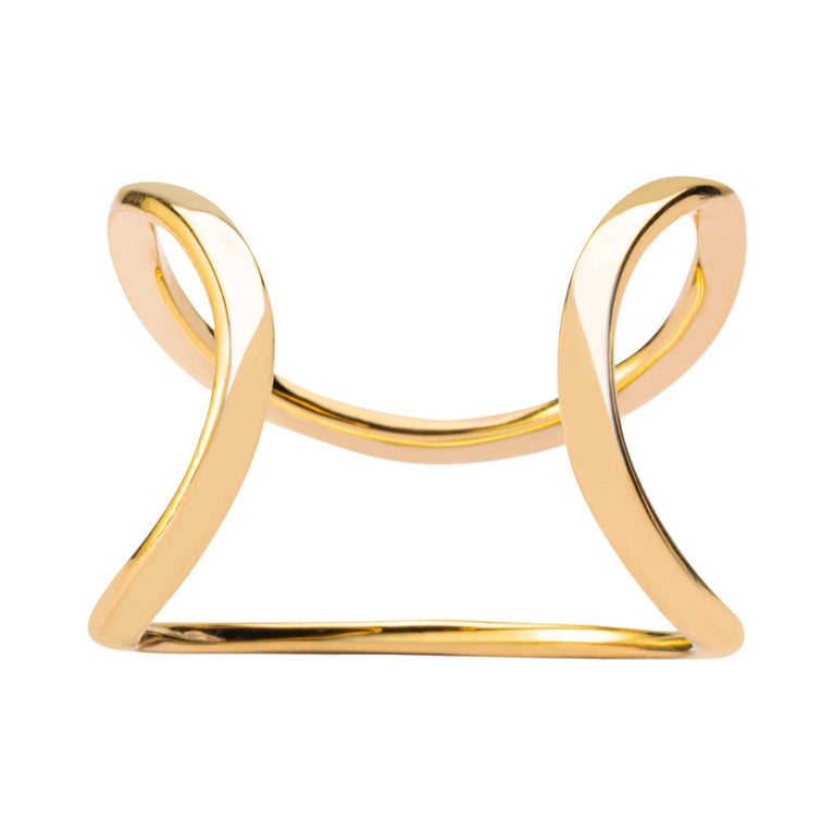 10k Yellow Gold Wave Band Thumb Ring – Handcrafted & High-Polish – Simple Wavy Minimalist Ring For Men & Women