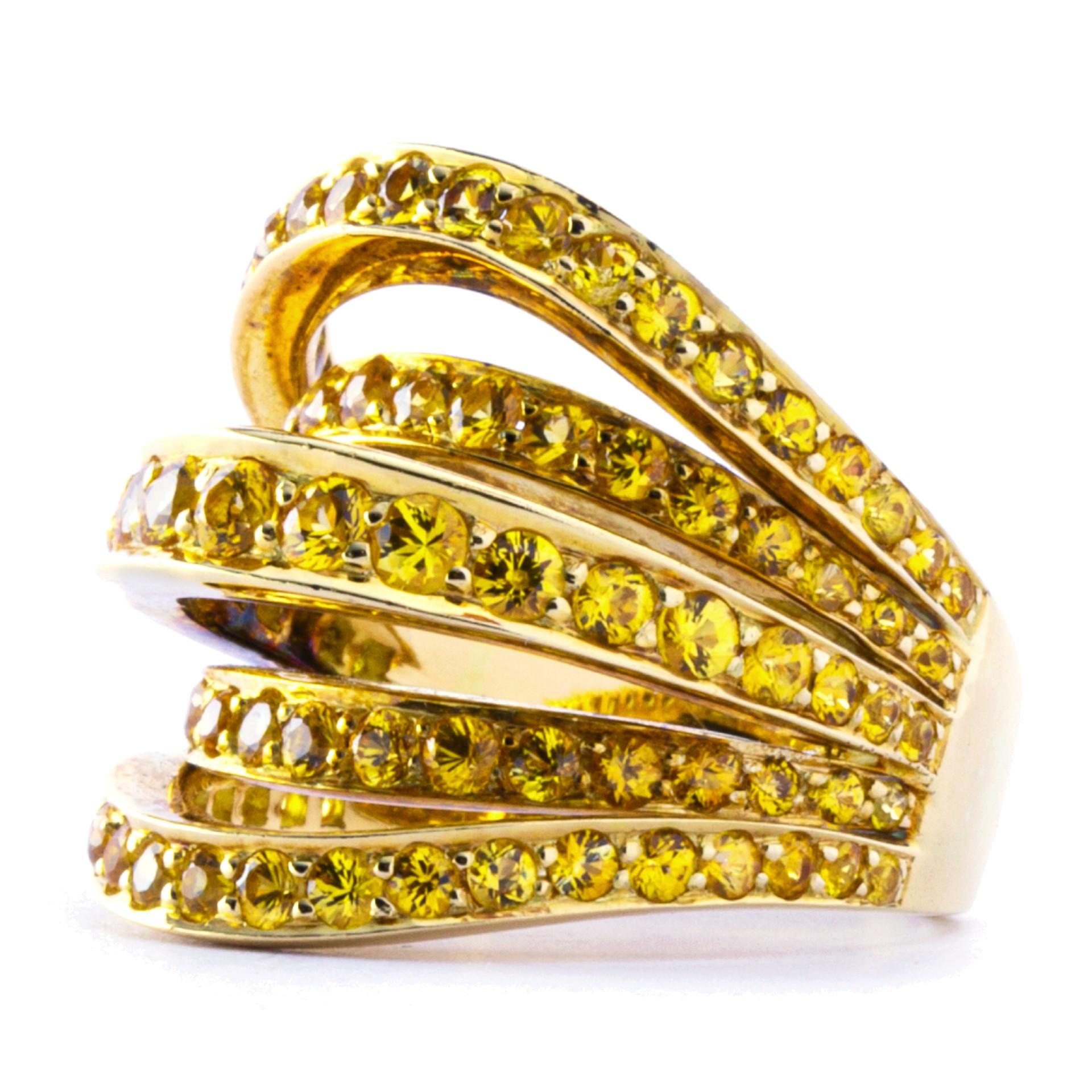 Alex Jona, bague en or jaune 18 carats et saphir jaune Unisexe en vente