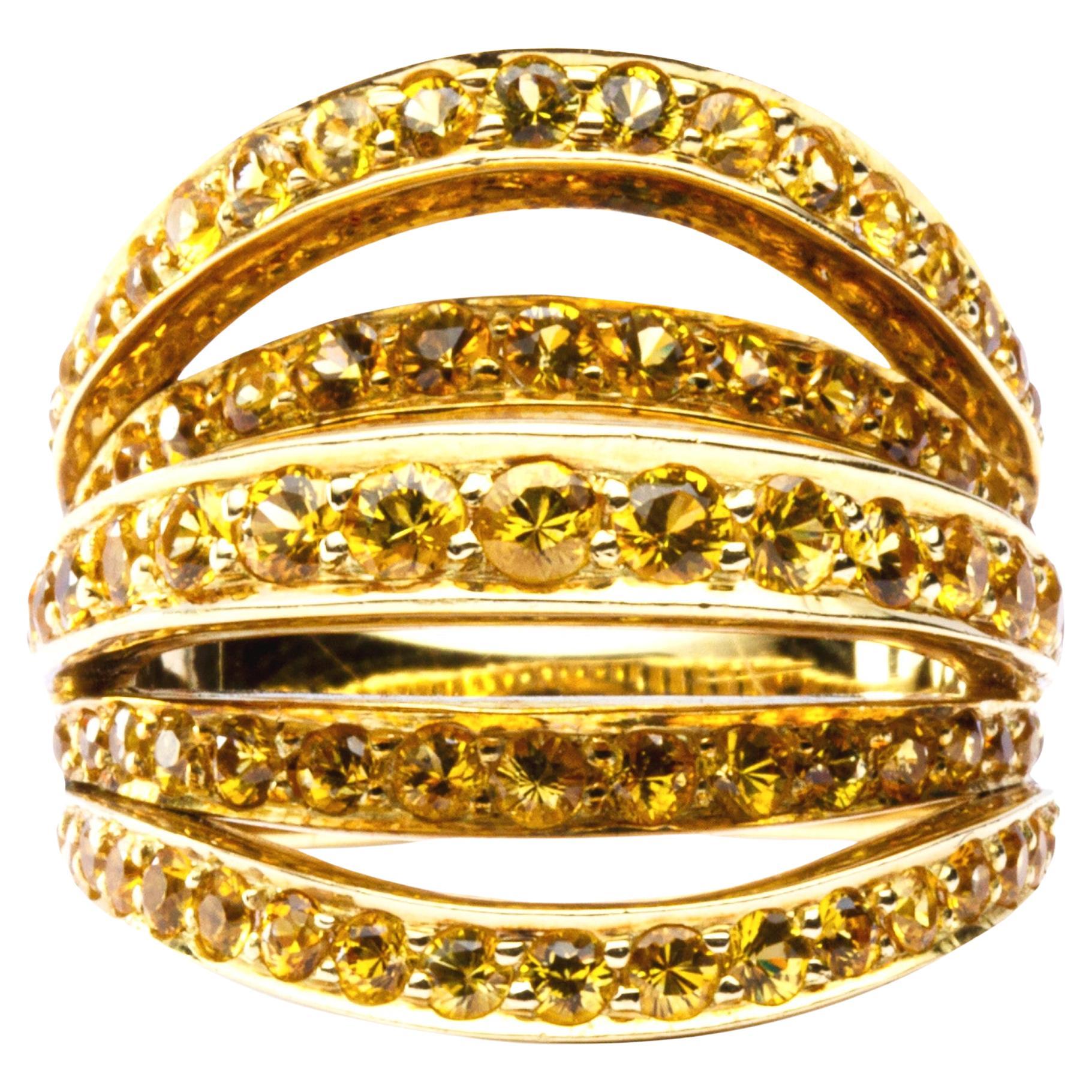 18 Karat Gelbgold Ring von Alex Jona mit gelbem Saphir im Angebot