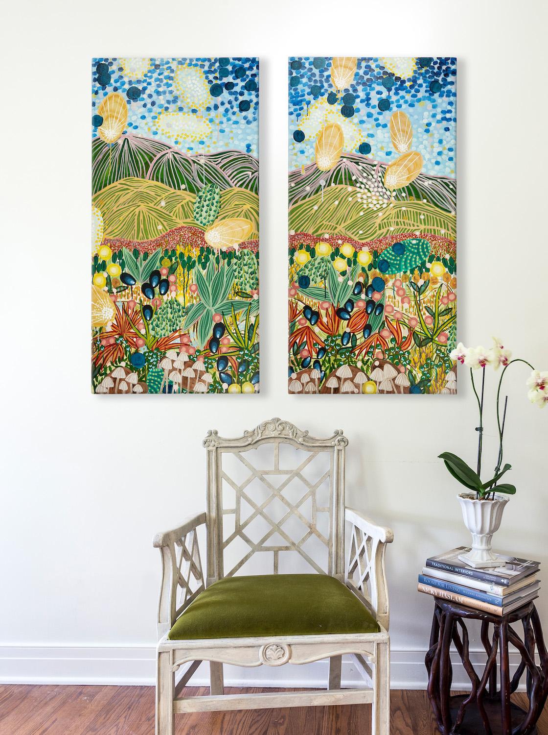 Abstrakte Landschaft Triptychon „Nach“ Acryl auf drei Leinwänden im Angebot 8