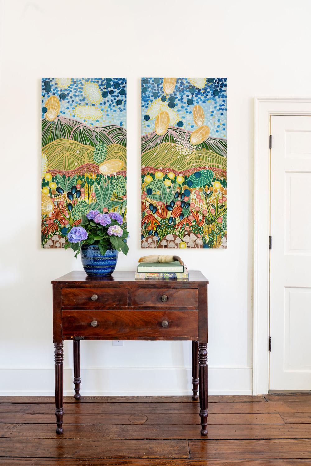 Abstrakte Landschaft Triptychon „Nach“ Acryl auf drei Leinwänden im Angebot 9