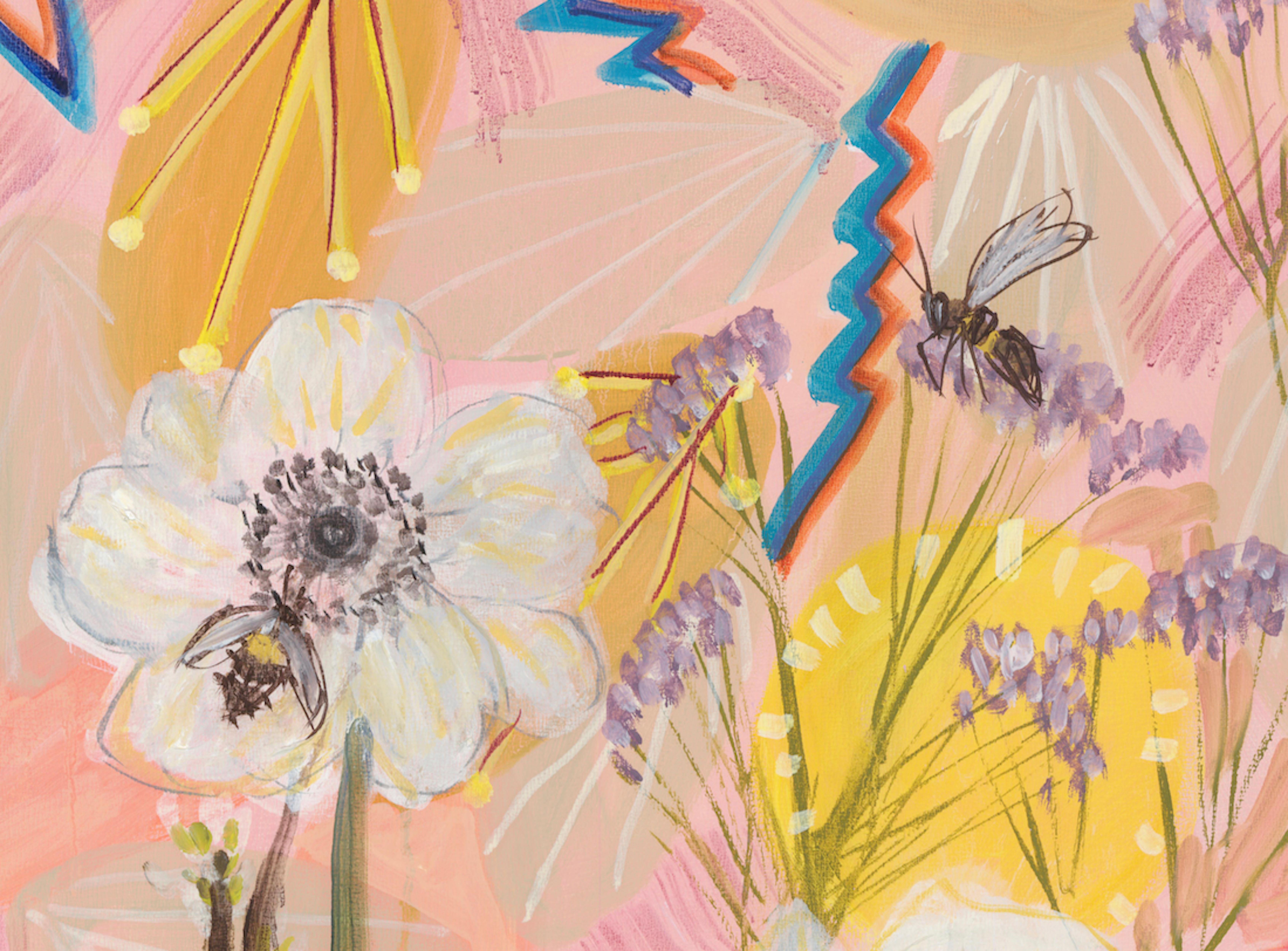 Joy Bomb Triptychon, farbenfrohe abstrakte Landschaft, Öl auf fertigen Tafeln, fertig zum (Abstrakter Expressionismus), Painting, von Alex K. Mason