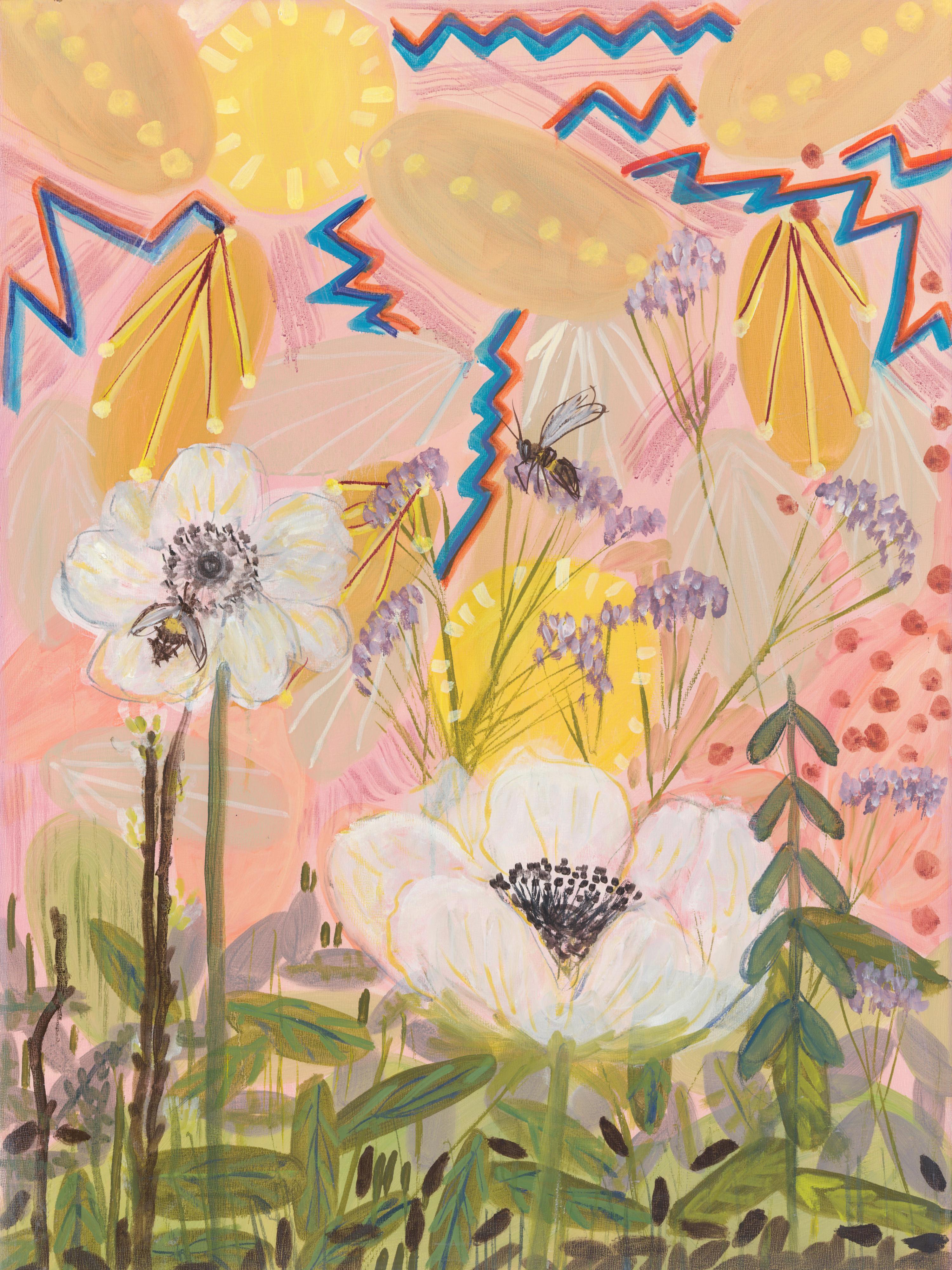 Joy Bomb Triptychon, farbenfrohe abstrakte Landschaft, Öl auf fertigen Tafeln, fertig zum – Painting von Alex K. Mason