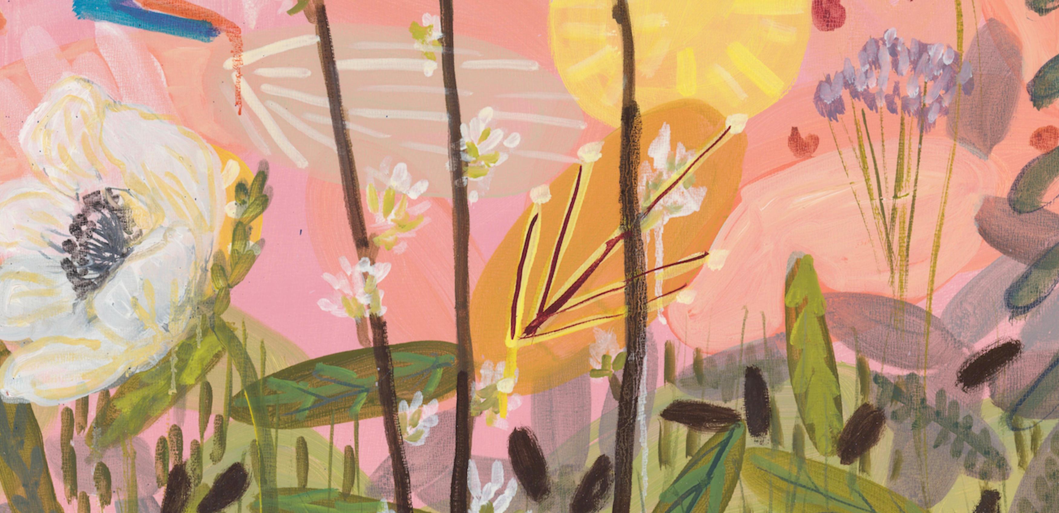Joy Bomb Triptychon, farbenfrohe abstrakte Landschaft, Öl auf fertigen Tafeln, fertig zum im Angebot 2