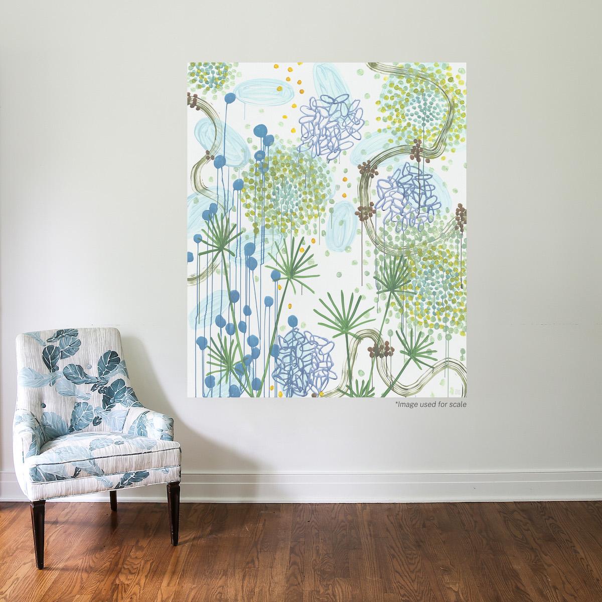 Large Abstract Painting Acrylic, Gouache on Mylar Greens, Blues, White For Sale 2