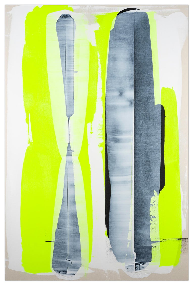 Alex K. Smith Black Stripes Under White (Abstract painting) For Sale