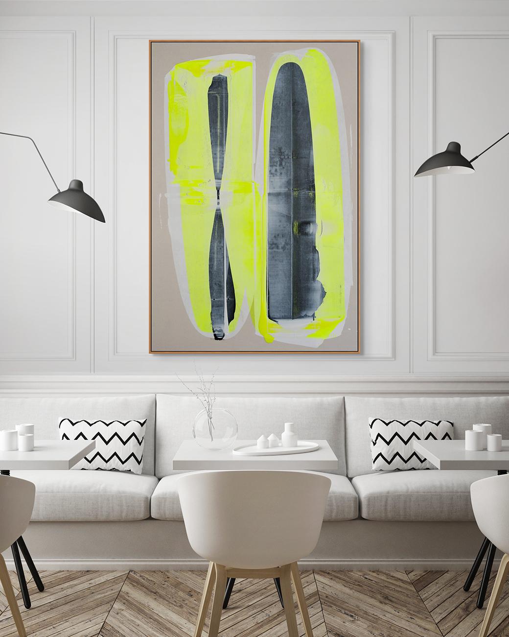 Weißer Schatten (Abstraktes Gemälde) (Grün), Abstract Painting, von Alex Kuznetsov