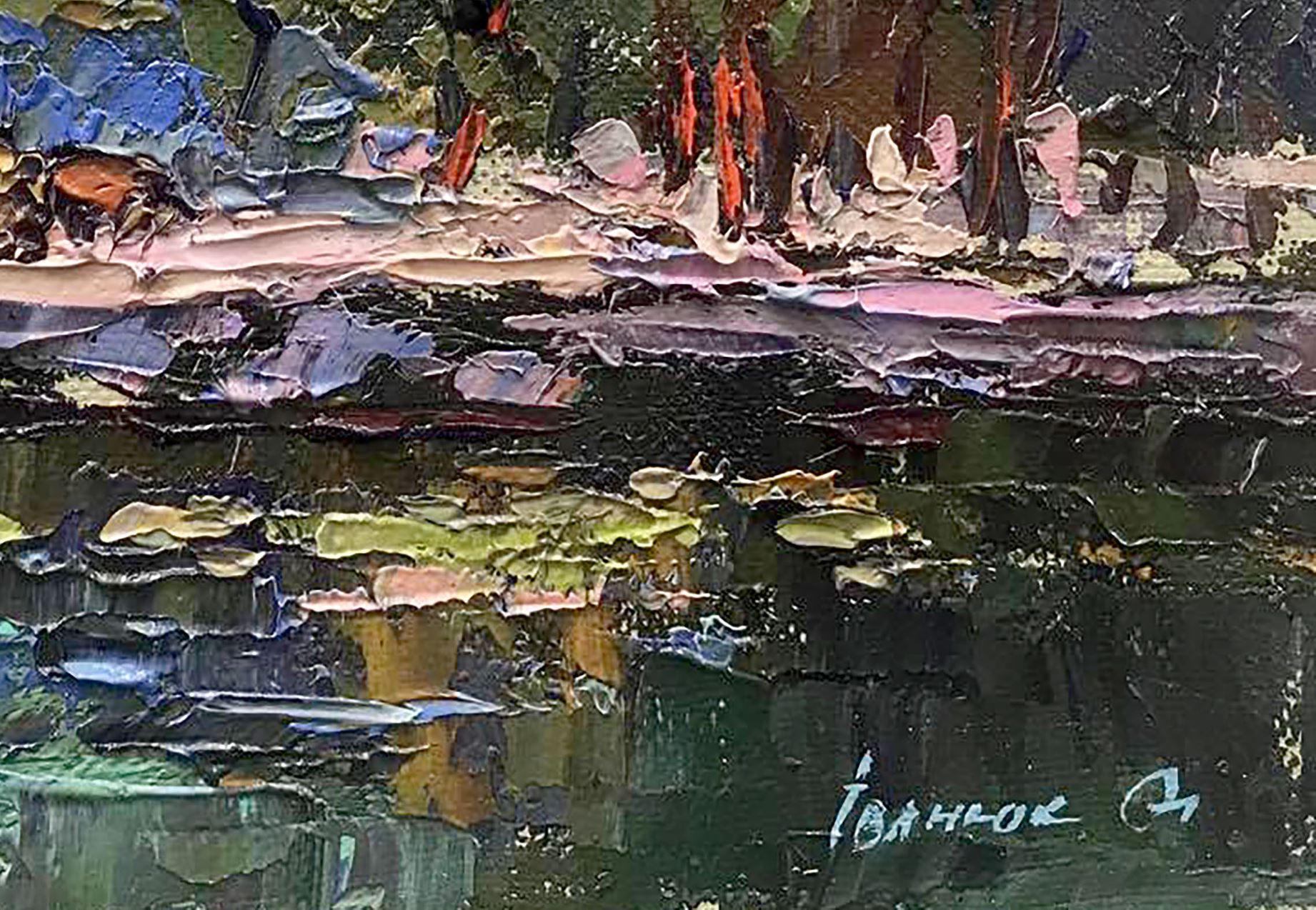 Above the Pond, Impressionism, Original oil Painting, Ready to Hang For Sale 1