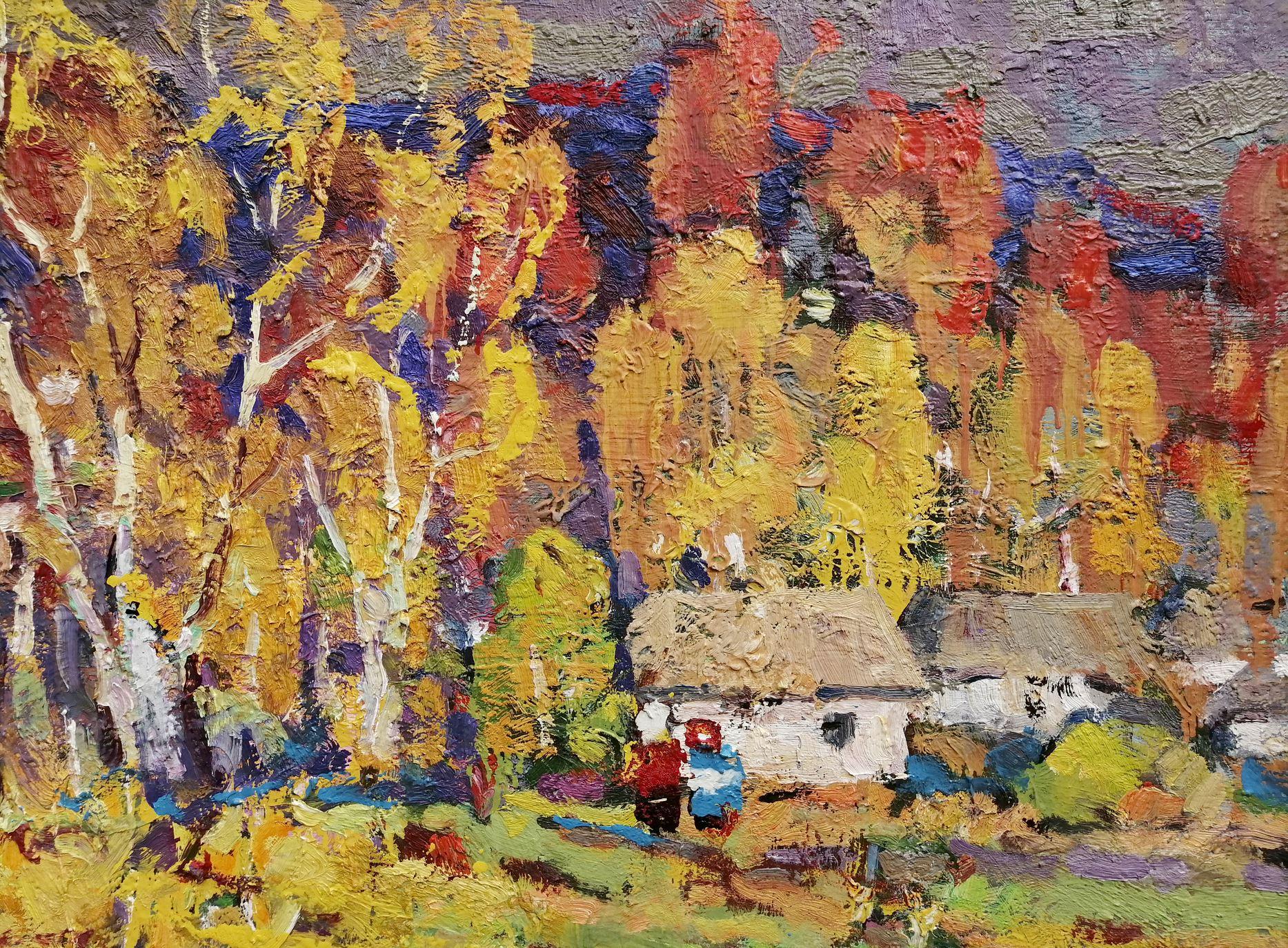 Giornata d'autunno, Paesaggio impressionista, Pittura ad olio originale, pronta da appendere - Painting Impressionismo di Alex Kalenyuk  